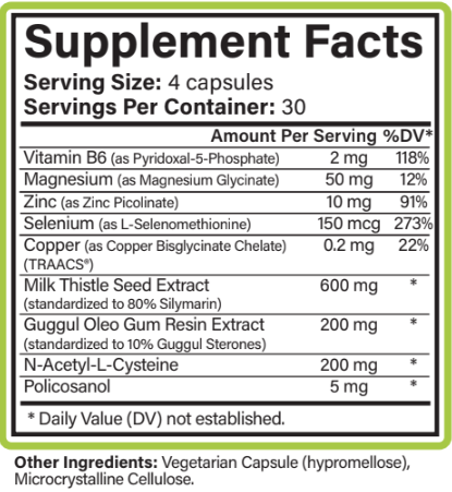 Aceva CT-Reg Supplement Fact Panel