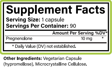 Aceva Pregnenolone Supplement Fact Panel